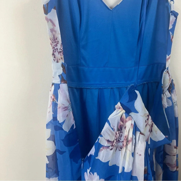 Pink Lily Blue Floral Sheer Maxi Dress Elegant Party Wedding M Cruise Feminine - Picture 11 of 16